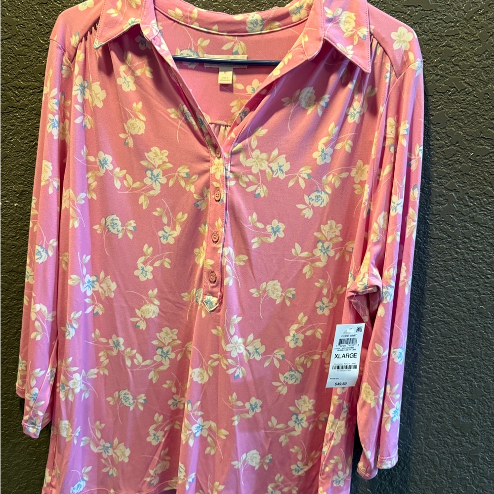 Charter Club Pink Floral Blouse